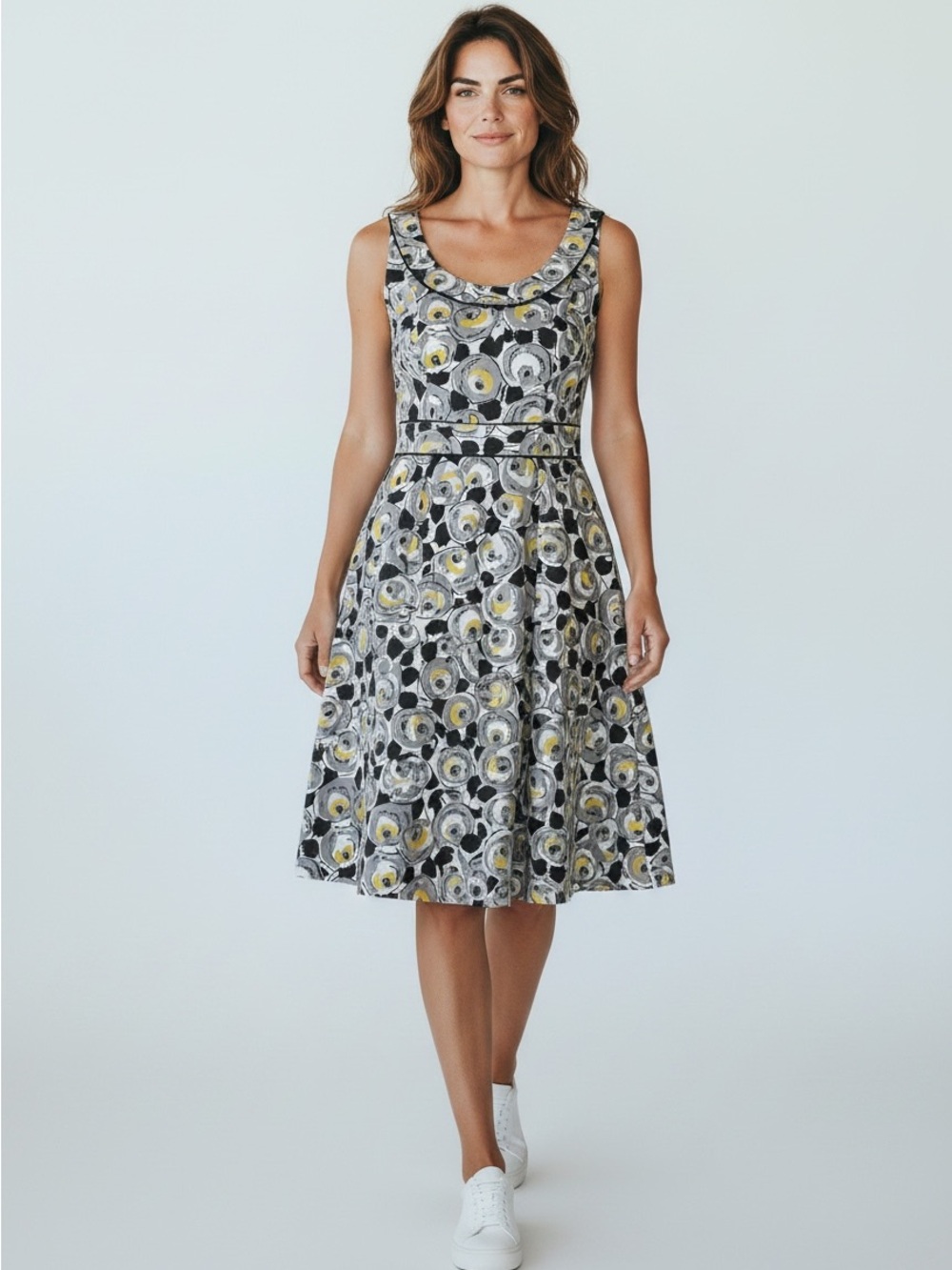Boden Sleeveless Floral A-Line Midi Dress Size 4